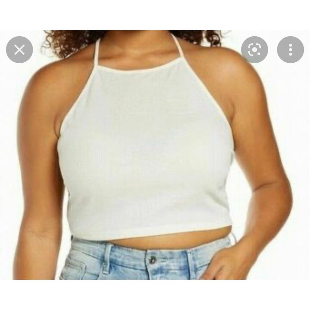 Bp. women's ivory ribbed strappy cropped top size XL NEW‎